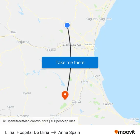 Llíria. Hospital De Llíria to Anna Spain map