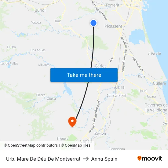 Urb. Mare De Déu De Montserrat to Anna Spain map