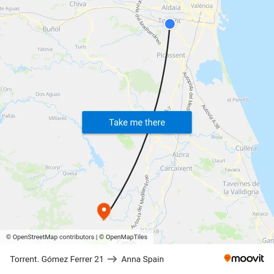 Torrent. Dr. Gómez Ferrer 23 to Anna Spain map