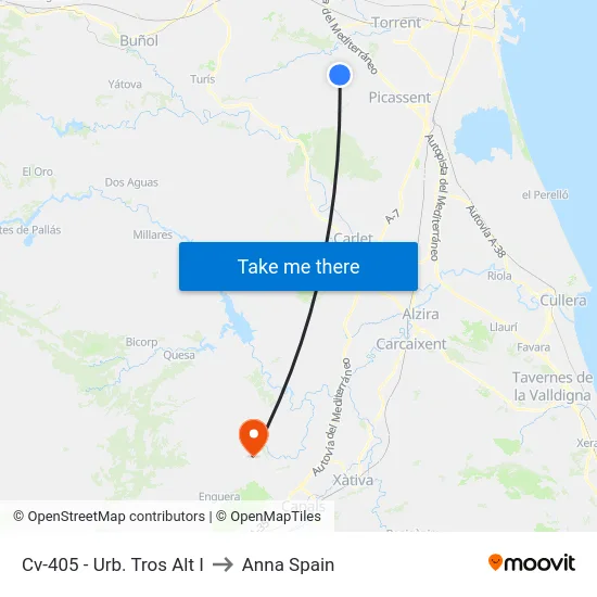 Cv-405 - Urb. Tros Alt I to Anna Spain map