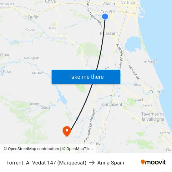 Torrent. Al Vedat 147 (Marquesat) to Anna Spain map