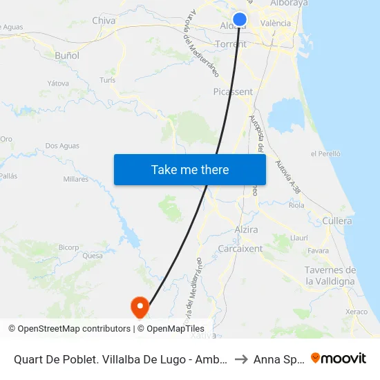 Quart De Poblet. Villalba De Lugo - Ambulatorio to Anna Spain map