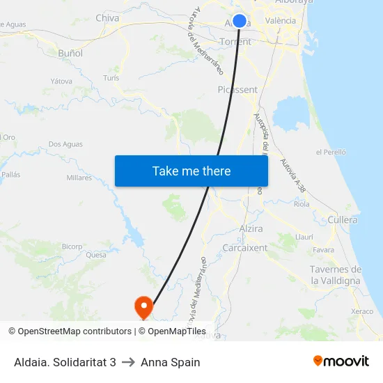 Aldaia. Solidaritat 3 to Anna Spain map