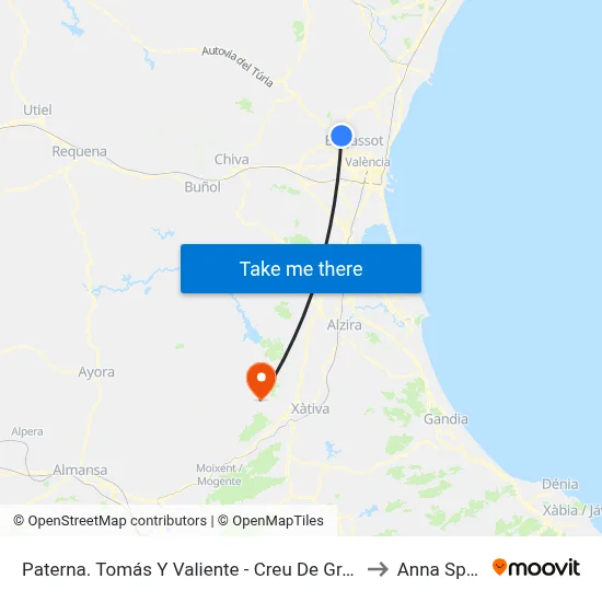 Paterna. Tomás Y Valiente - Creu De Gràcia I to Anna Spain map