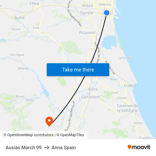 Ausiàs March 99 to Anna Spain map