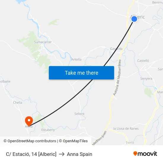 C/ Estació, 14 [Alberic] to Anna Spain map