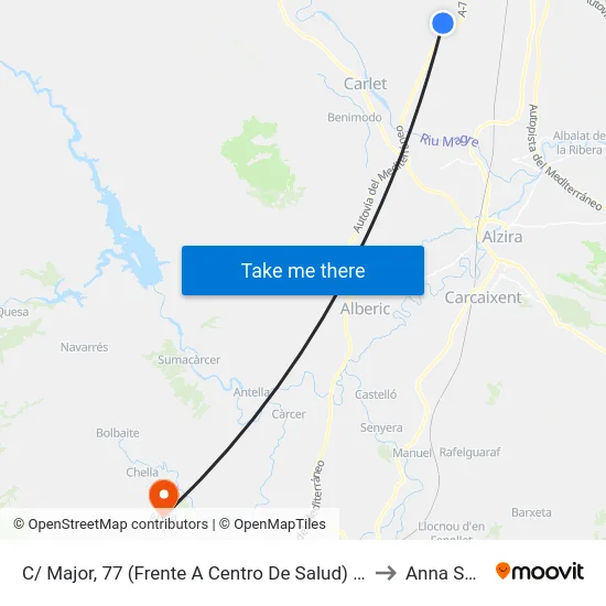 C/ Major, 77 (Frente A Centro De Salud) [Alginet] to Anna Spain map