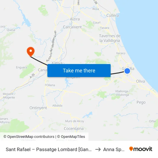 Sant Rafael – Passatge Lombard [Gandia] to Anna Spain map