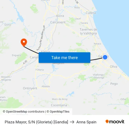 Plaza Mayor, S/N (Glorieta) [Gandia] to Anna Spain map