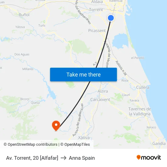 Av. Torrent, 20 [Alfafar] to Anna Spain map