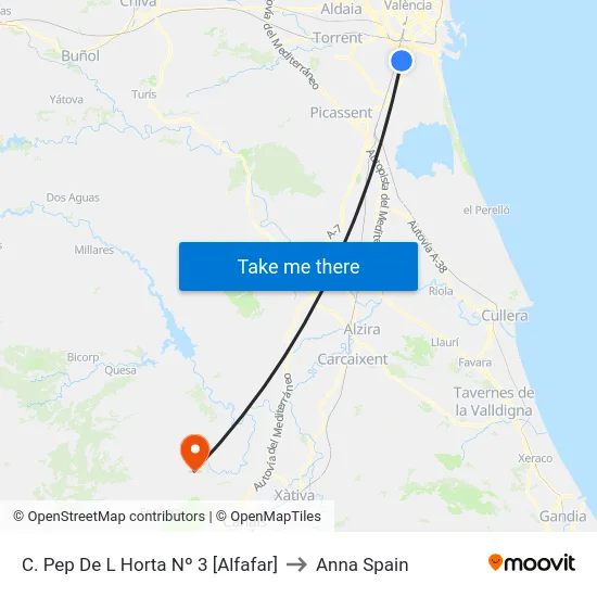 C. Pep De L Horta Nº 3 [Alfafar] to Anna Spain map