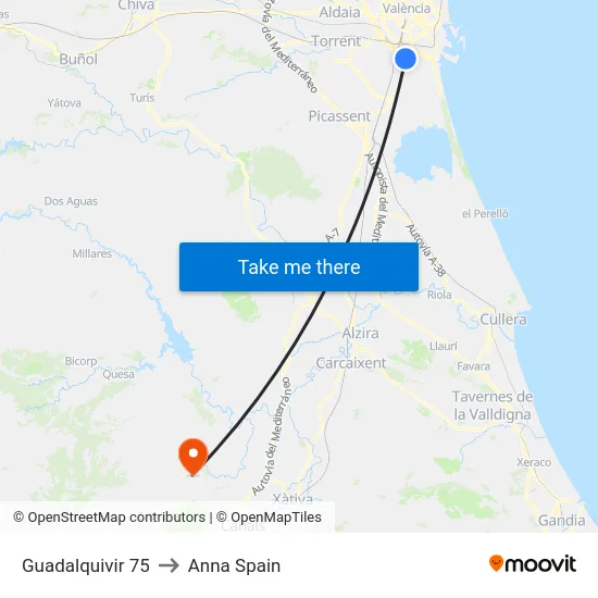 Guadalquivir 75 to Anna Spain map