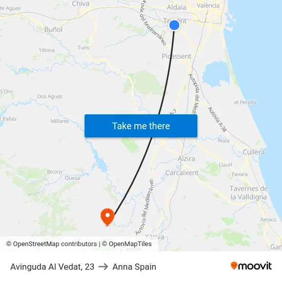 Avinguda Al Vedat, 23 to Anna Spain map