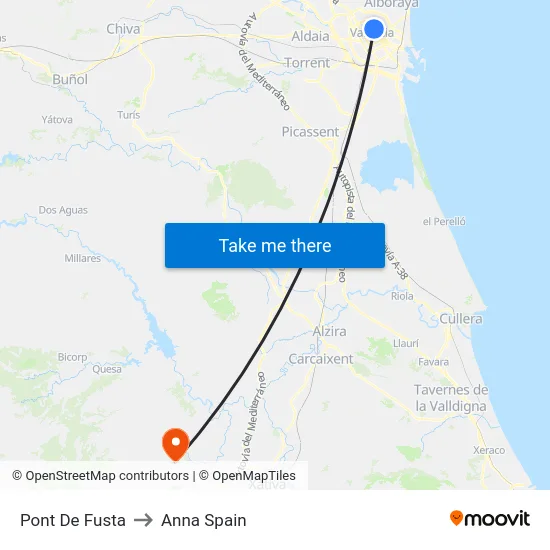 Pont De Fusta to Anna Spain map