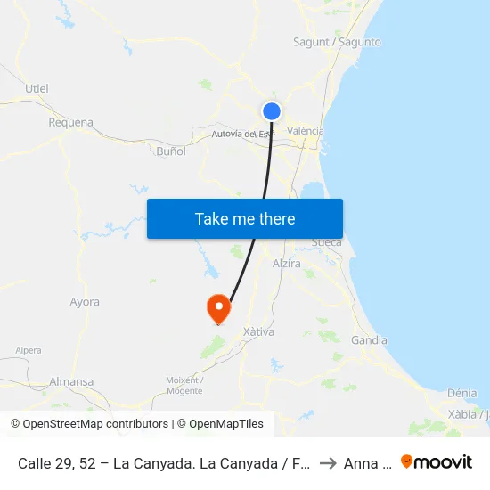 Calle 29, 52 – La Canyada. La Canyada / Fuente Del Jarro [Paterna] to Anna Spain map