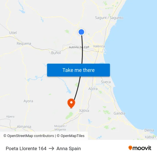 Poeta Llorente 164 to Anna Spain map