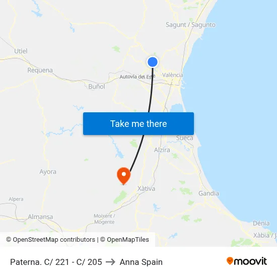 Paterna. C/ 221 - C/ 205 to Anna Spain map