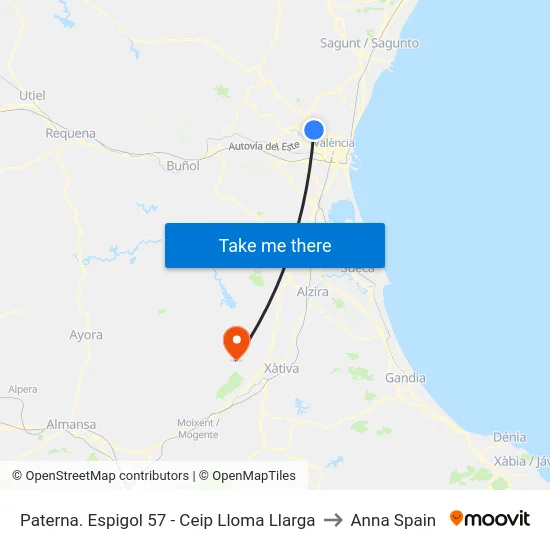 Paterna. Espigol 57 - Ceip Lloma Llarga to Anna Spain map
