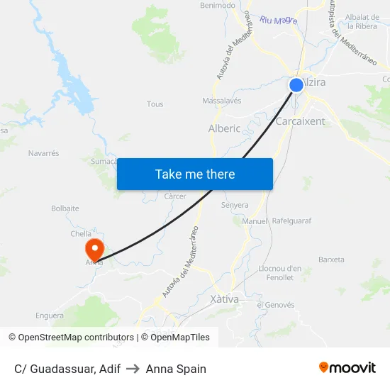 C/ Guadassuar, Adif to Anna Spain map