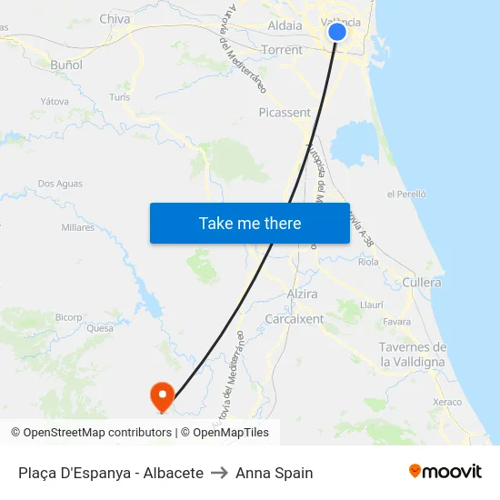 Plaça D'Espanya - Albacete to Anna Spain map