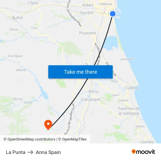 La Punta to Anna Spain map