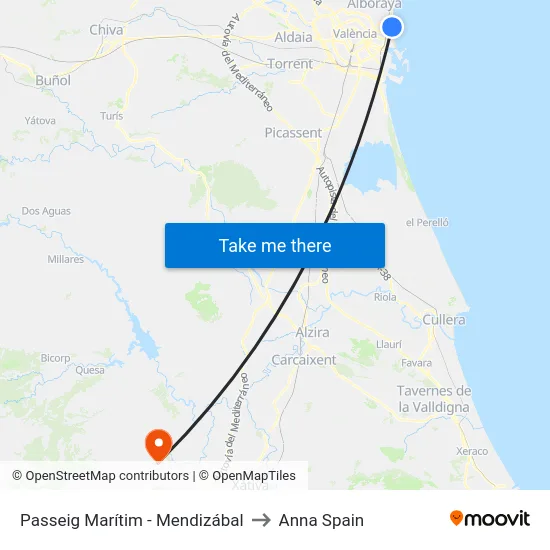 Passeig Marítim - Mendizábal to Anna Spain map