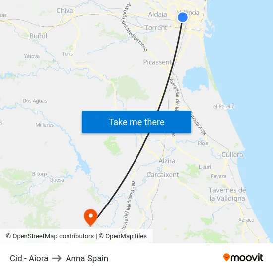 Cid - Aiora to Anna Spain map