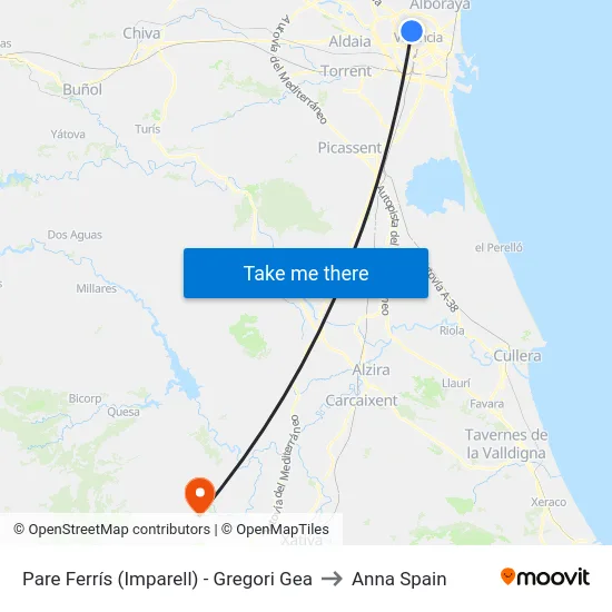 Pare Ferrís (Imparell) - Gregori Gea to Anna Spain map