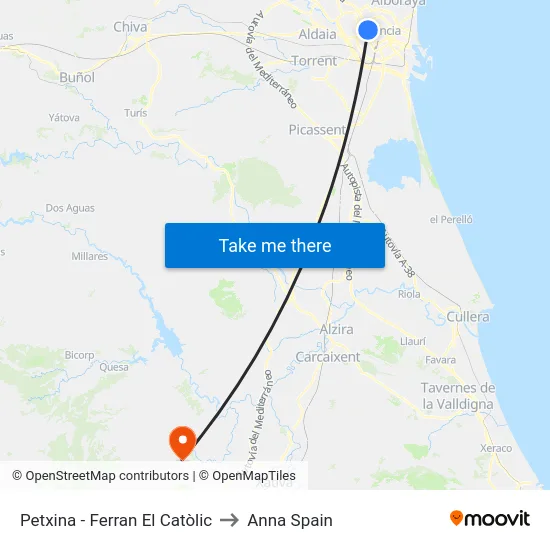 Petxina - Ferran El Catòlic to Anna Spain map