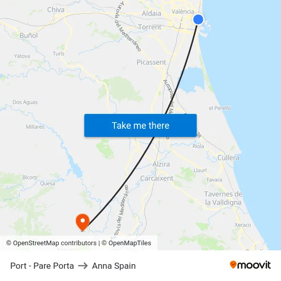 Port - Pare Porta to Anna Spain map