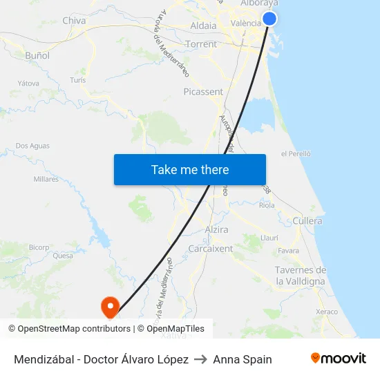 Mendizábal - Doctor Álvaro López to Anna Spain map