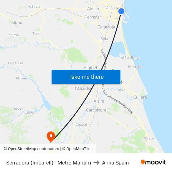 Serradora (Imparell)  - Metro Marítim to Anna Spain map