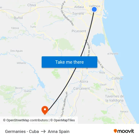 Germanies - Cuba to Anna Spain map