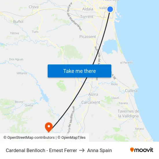Cardenal Benlloch - Ernest Ferrer to Anna Spain map