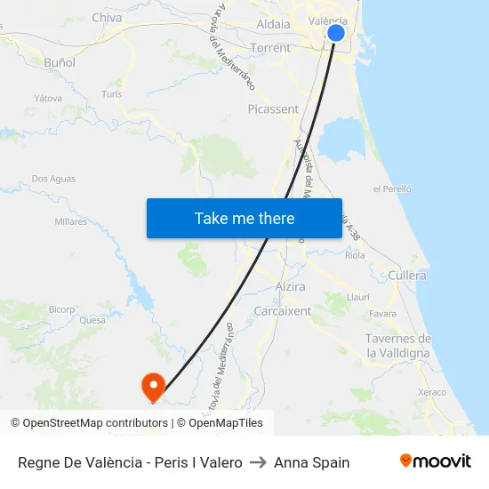 Regne De València - Peris I Valero to Anna Spain map