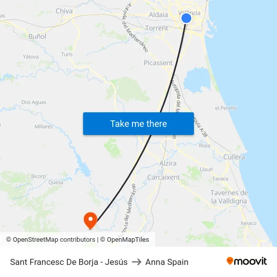 Sant Francesc De Borja - Jesús to Anna Spain map