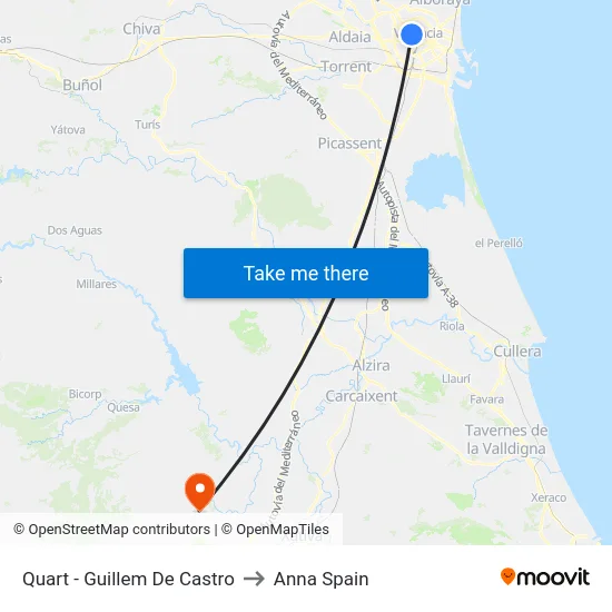 Quart - Guillem De Castro to Anna Spain map