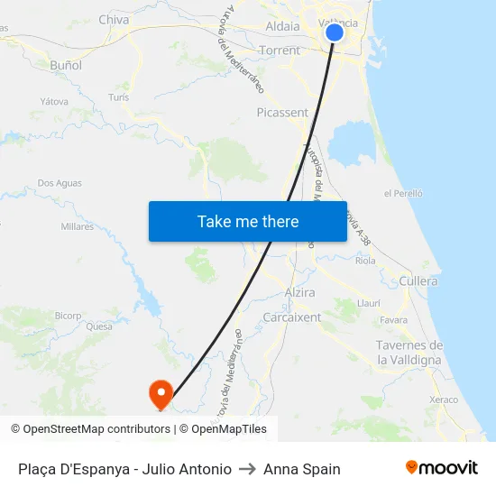 Plaça D'Espanya - Julio Antonio to Anna Spain map