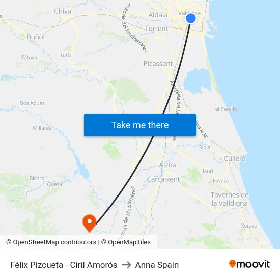 Félix Pizcueta - Ciril Amorós to Anna Spain map