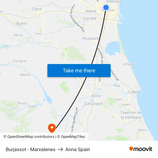 Burjassot - Marxalenes to Anna Spain map