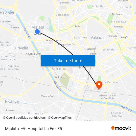 Mislata to Hospital La Fe - F5 map