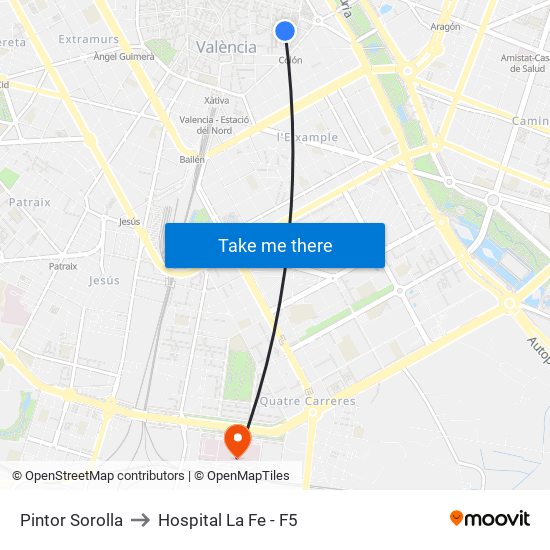 Pintor Sorolla to Hospital La Fe - F5 map