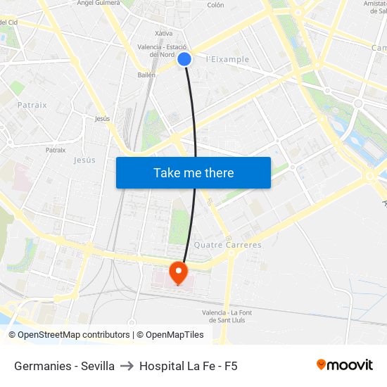 Germanies - Sevilla to Hospital La Fe - F5 map