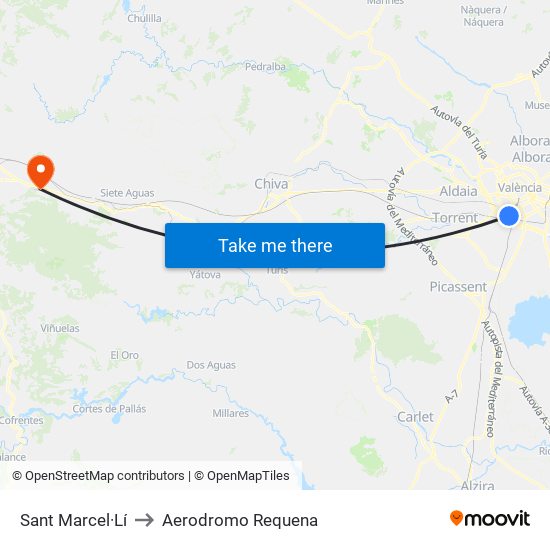 Sant Marcel·Lí to Aerodromo Requena map