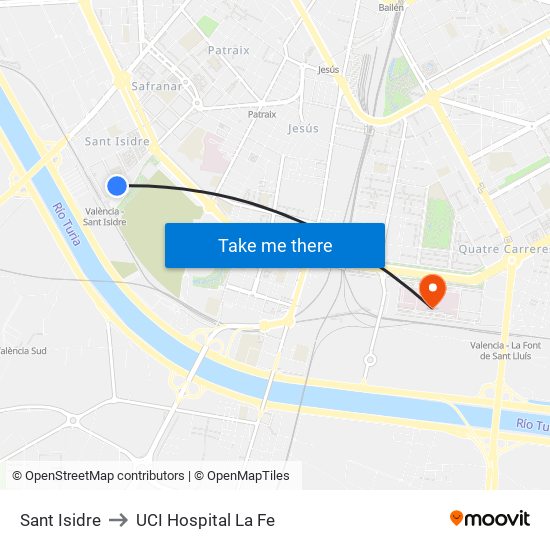 Sant Isidre to UCI Hospital La Fe map