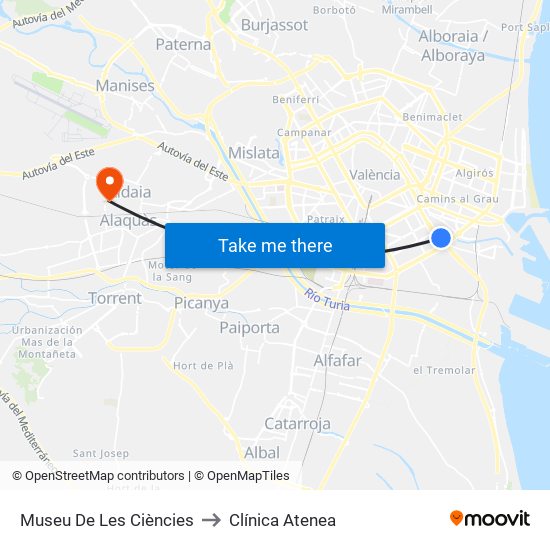 Museu De Les Ciències to Clínica Atenea map