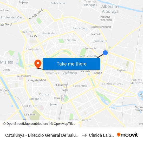 Catalunya - Direcció General De Salut Pública to Clínica La Salud map