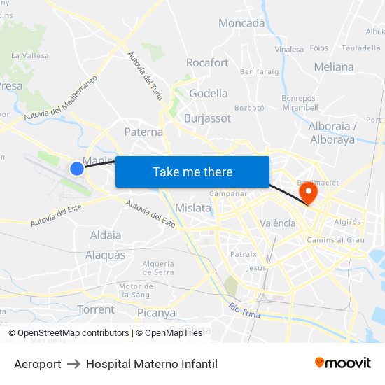 Aeroport to Hospital Materno Infantil map