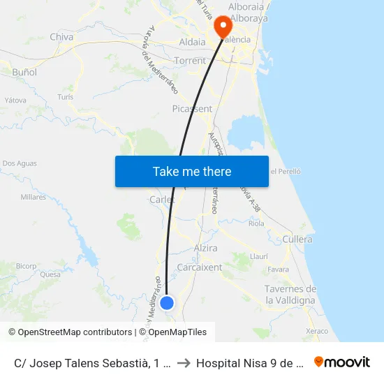 C/ Josep Talens Sebastià, 1 [Castelló] to Hospital Nisa 9 de Octubre map