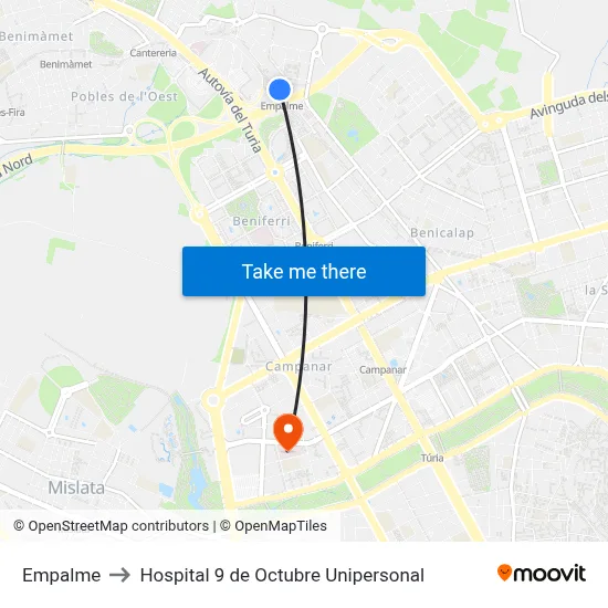 Empalme to Hospital 9 de Octubre Unipersonal map